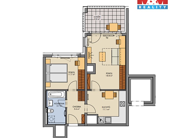 Prodej bytu 2+1 56 m² - foto 2
