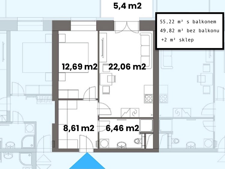 Prodej bytu 2+kk 50 m² (Jednopodlažní) - foto 9