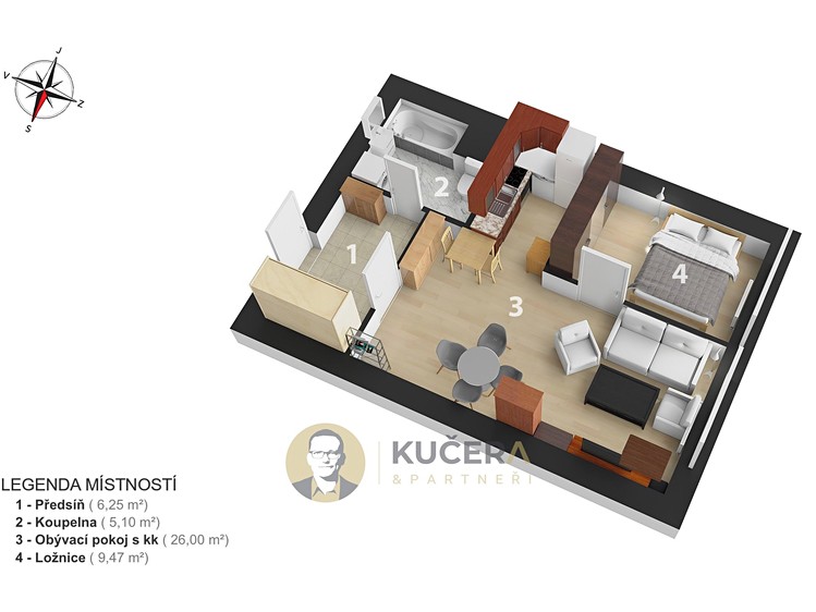 Prodej bytu 2+kk 46 m² (Jednopodlažní) - foto 2