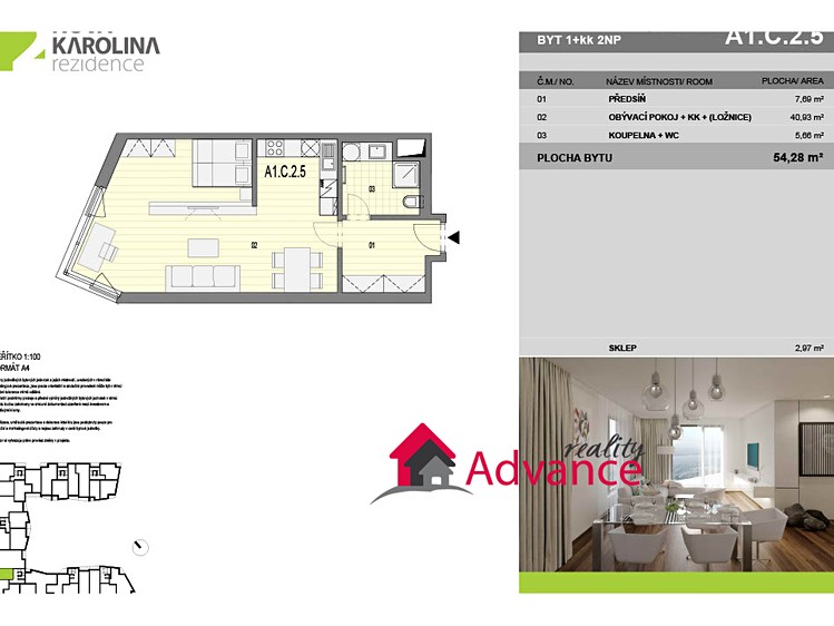 Pronájem bytu 2+kk 54 m² (Jednopodlažní) - foto 4