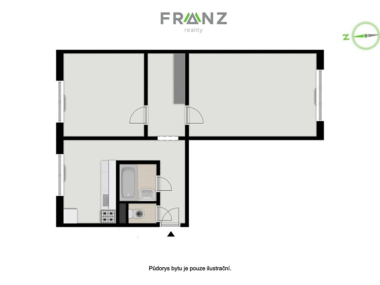 Pronájem bytu 2+1 55 m² - foto 2
