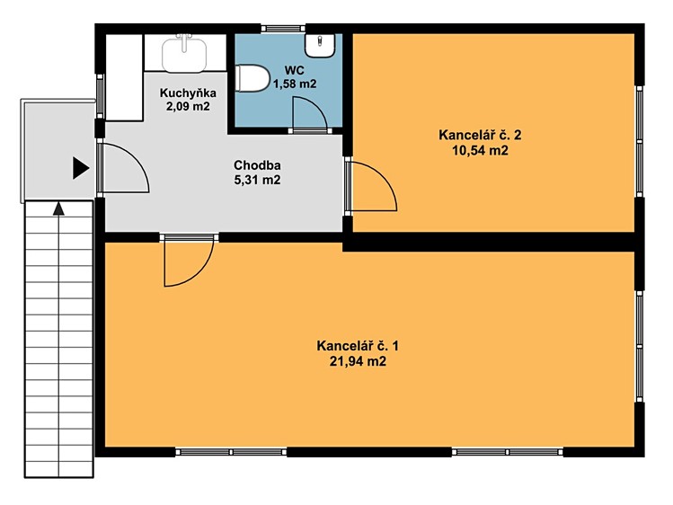 Pronájem kanceláře 42 m² - foto 2