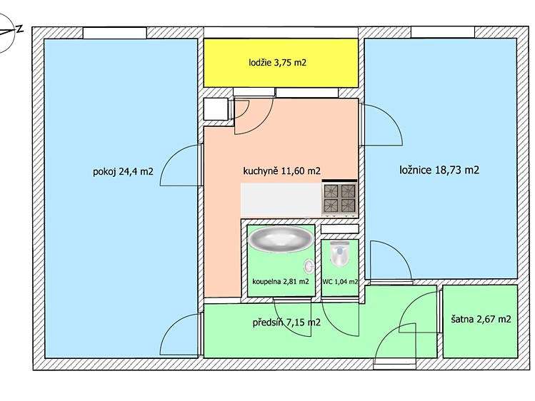 Prodej bytu 2+1 74 m² - foto 3