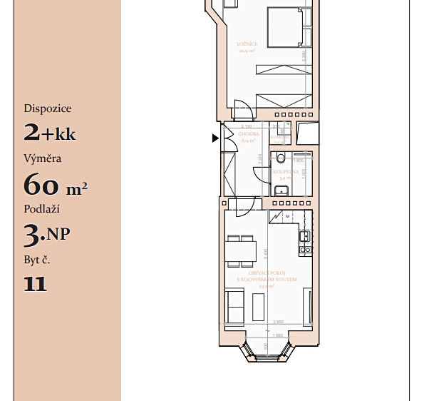 Pronájem bytu 2+kk 60 m² - foto 8