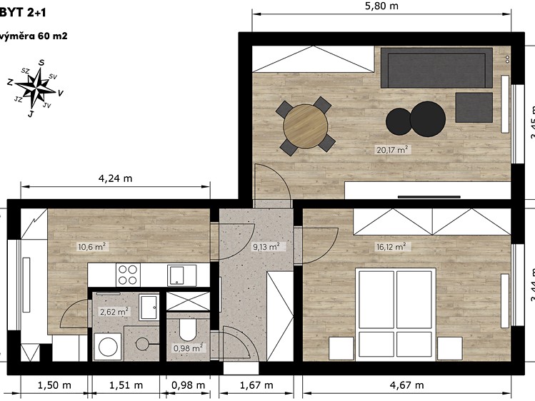 Prodej bytu 2+1 60 m² - foto 4