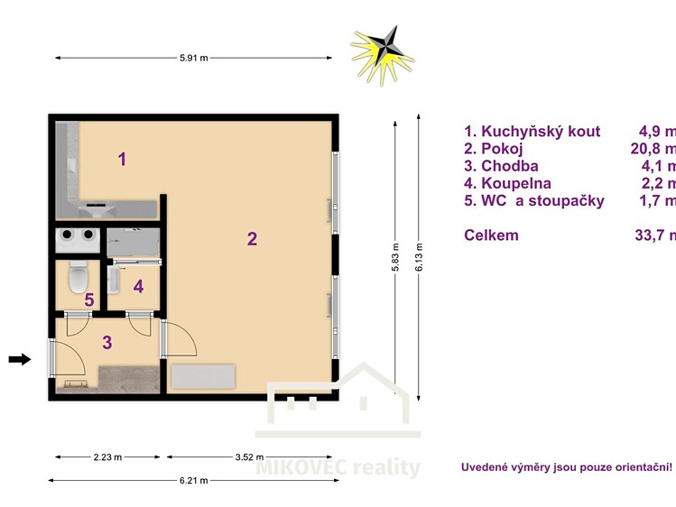 Prodej bytu 1+kk 34 m² - foto 3