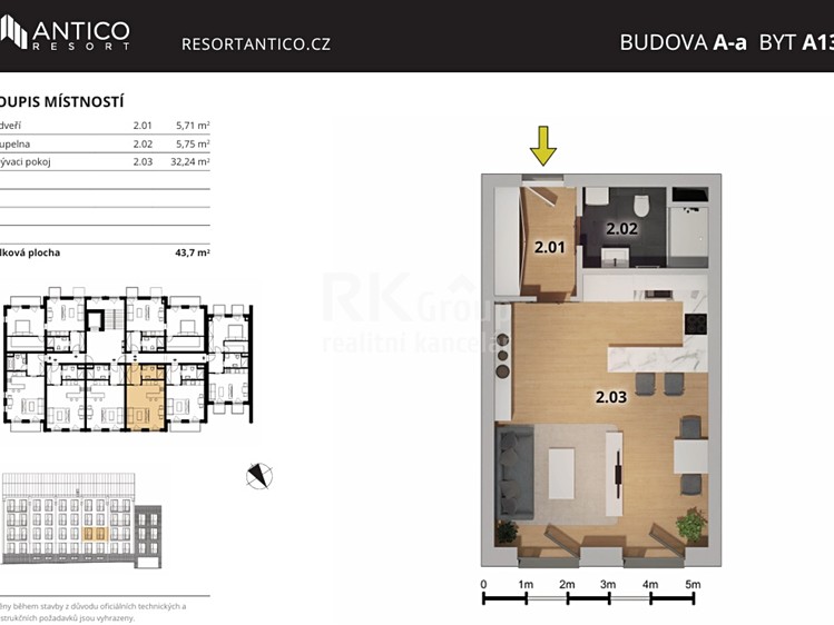 Prodej bytu 1+kk 44 m² - foto 2