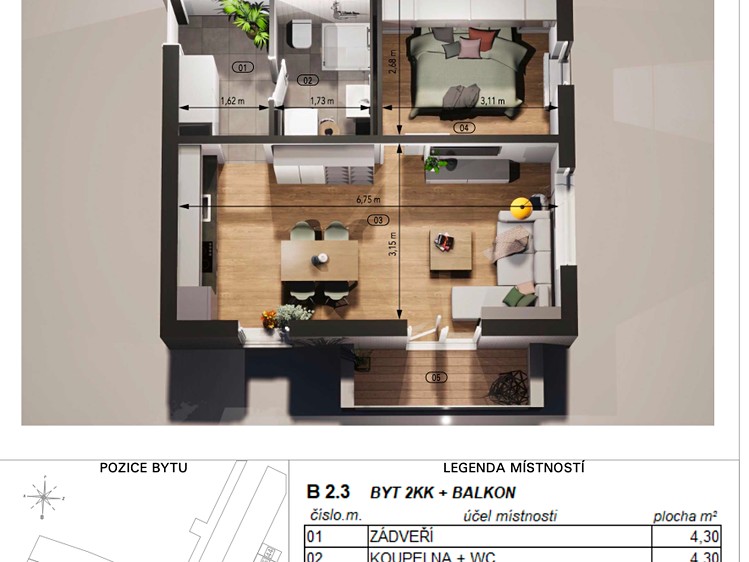 Prodej bytu 2+kk 43 m² (Jednopodlažní) - foto 4