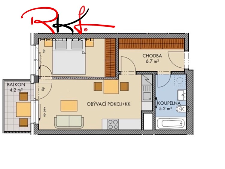 Prodej bytu 2+kk 44 m² - foto 2