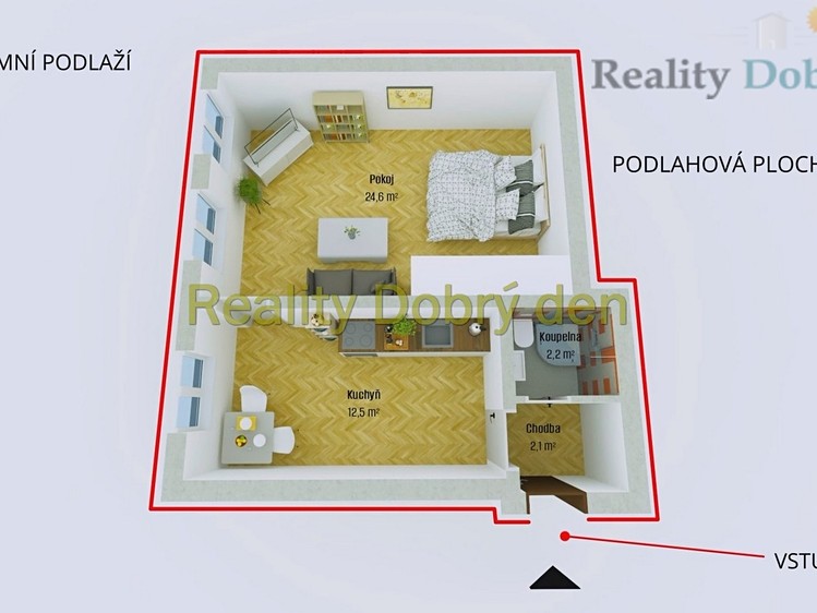 Pronájem bytu 1+1 42 m² - foto 2