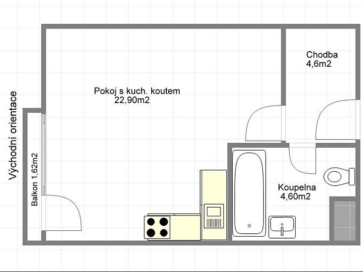 Pronájem bytu 1+kk 34 m² - foto 5