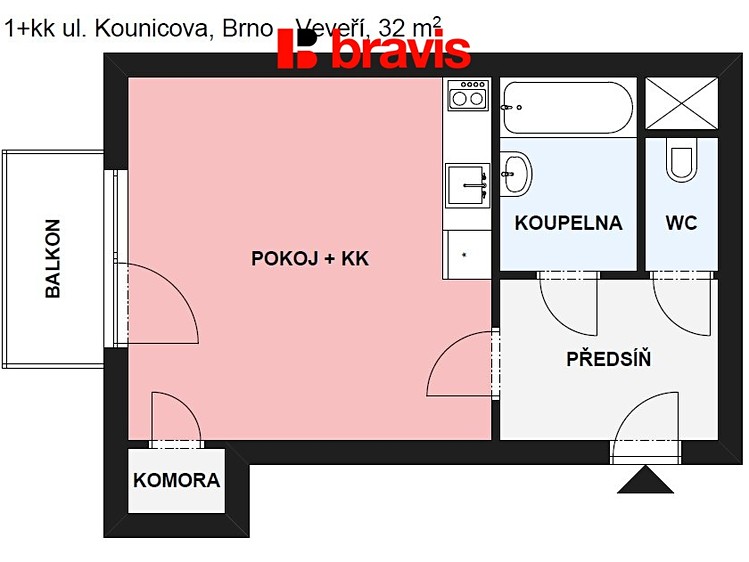 Pronájem bytu 1+kk 32 m² - foto 5