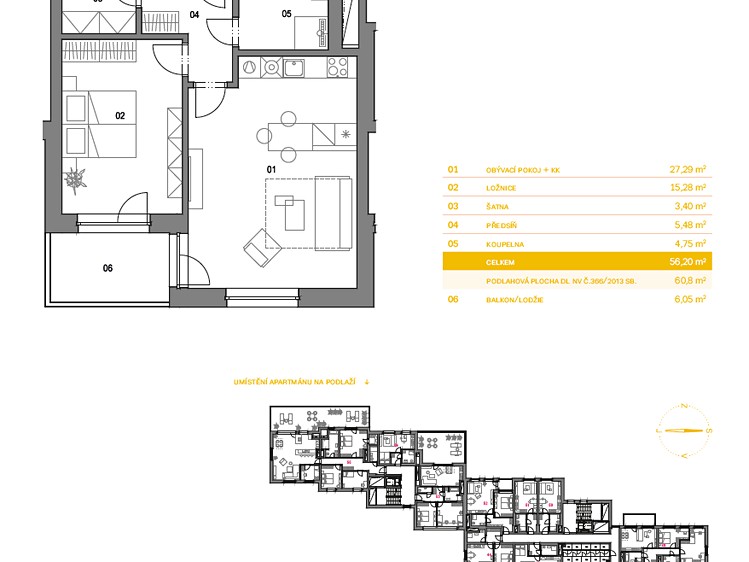 Pronájem bytu 2+kk 56 m² (Jednopodlažní) - foto 4