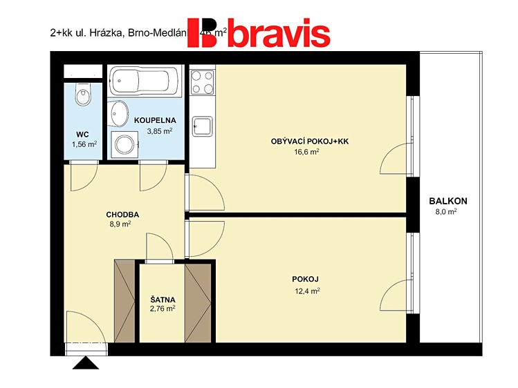 Pronájem bytu 2+kk 46 m² - foto 5