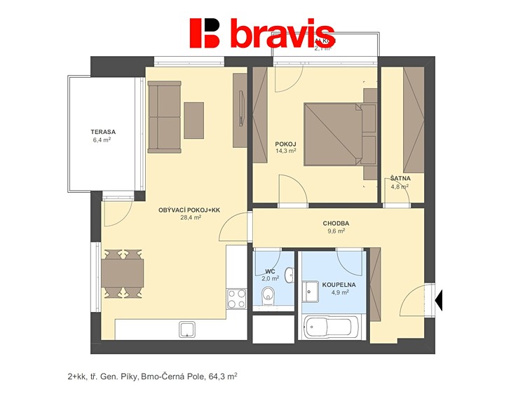 Pronájem bytu 2+kk 64 m² - foto 5