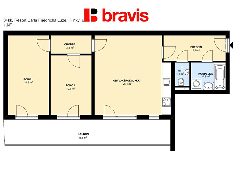 Pronájem bytu 3+kk 66 m² - foto 3