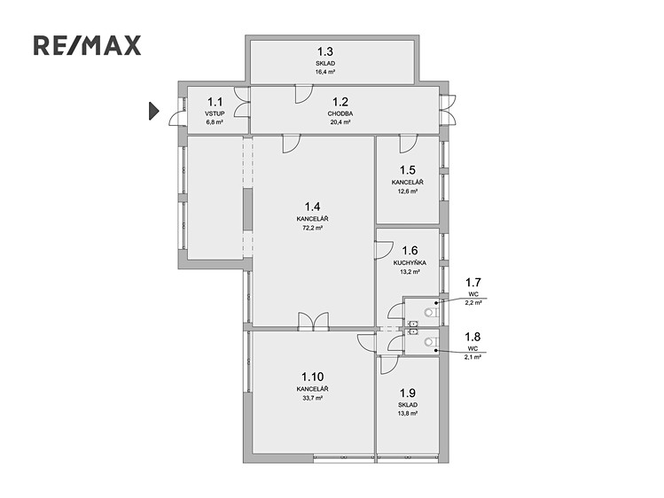 Pronájem kanceláře 166 m² - foto 3