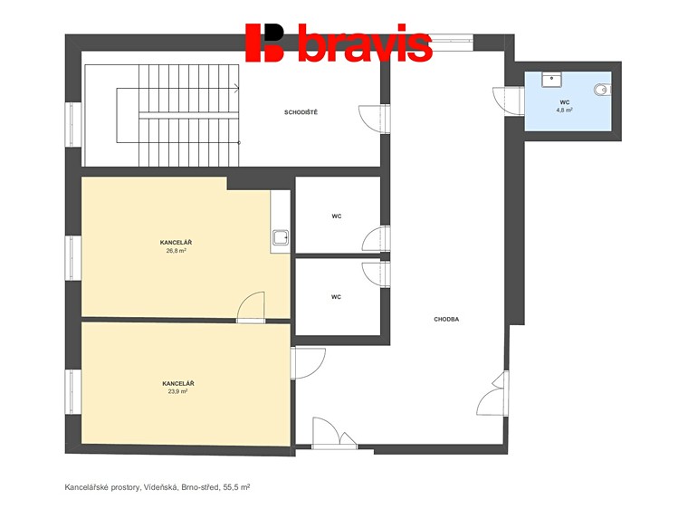 Pronájem kanceláře 50 m² - foto 5