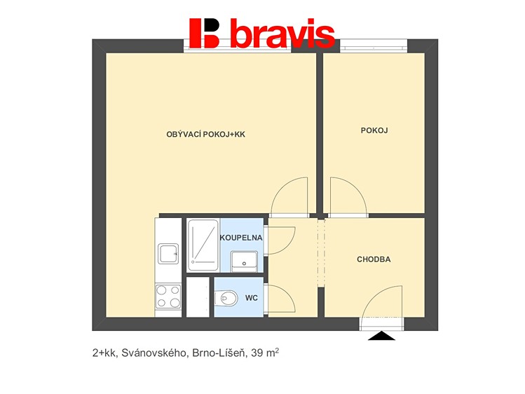 Pronájem bytu 2+kk 39 m² - foto 3