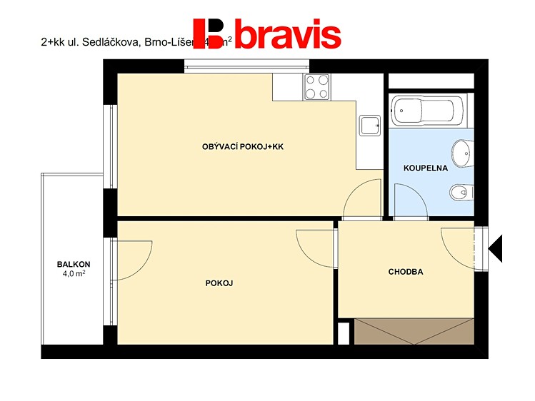 Pronájem bytu 2+kk 46 m² - foto 3