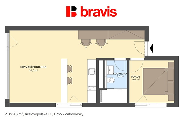 Pronájem bytu 2+kk 47 m² - foto 5