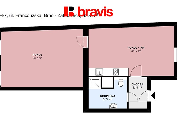 Pronájem bytu 2+kk 53 m² - foto 5