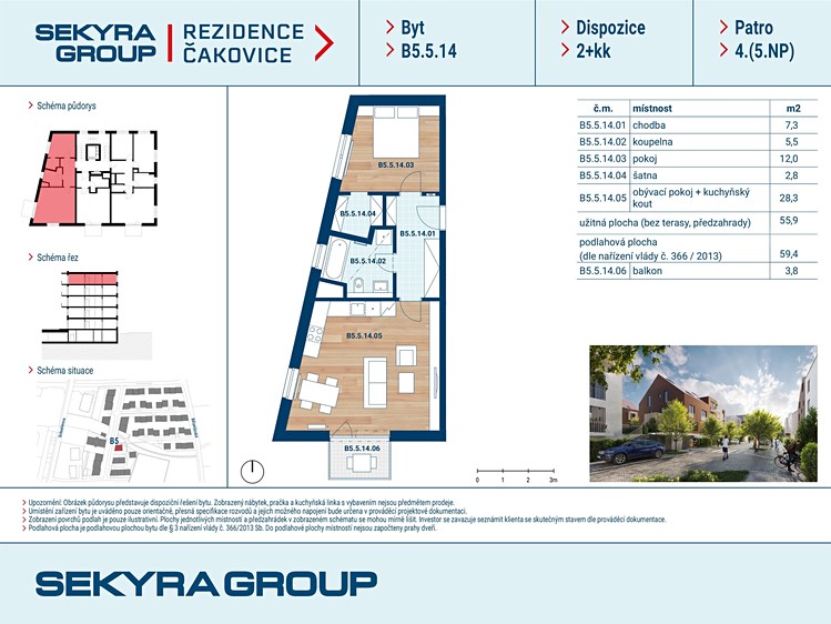 Prodej bytu 2+kk 56 m² - foto 2