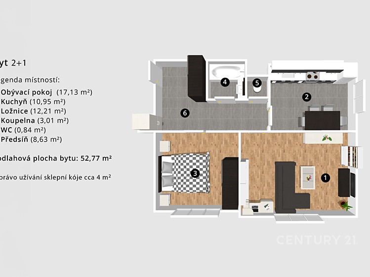 Prodej bytu 2+1 56 m² - foto 3