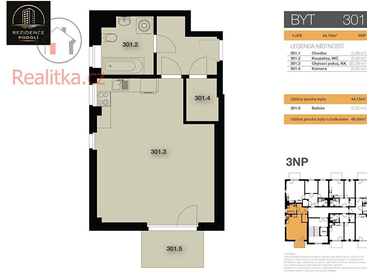 Prodej bytu 1+kk 44 m² - foto 3