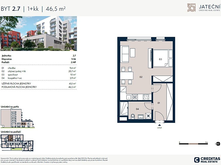 Prodej bytu 1+kk 45 m² - foto 4