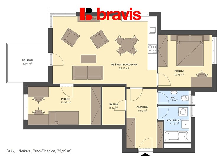 Prodej bytu 3+kk 82 m² - foto 5