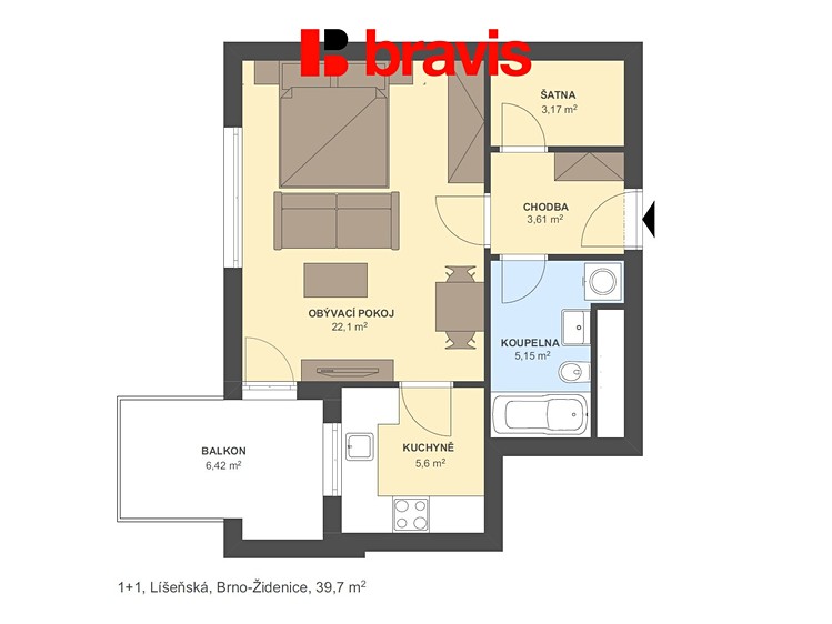 Prodej bytu 1+1 46 m² - foto 5