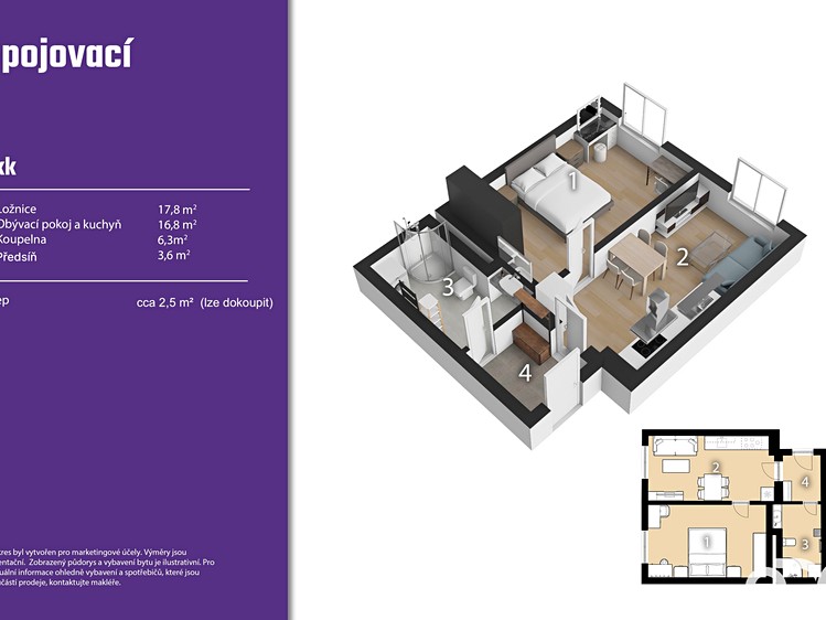 Prodej bytu 2+kk 50 m² - foto 3