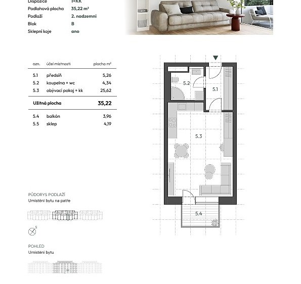 Prodej bytu 1+kk 35 m² - foto 5