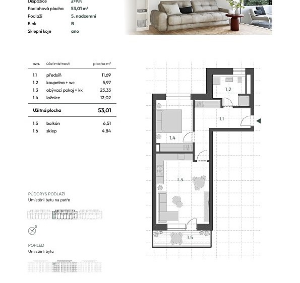 Prodej bytu 2+kk 53 m² - foto 5
