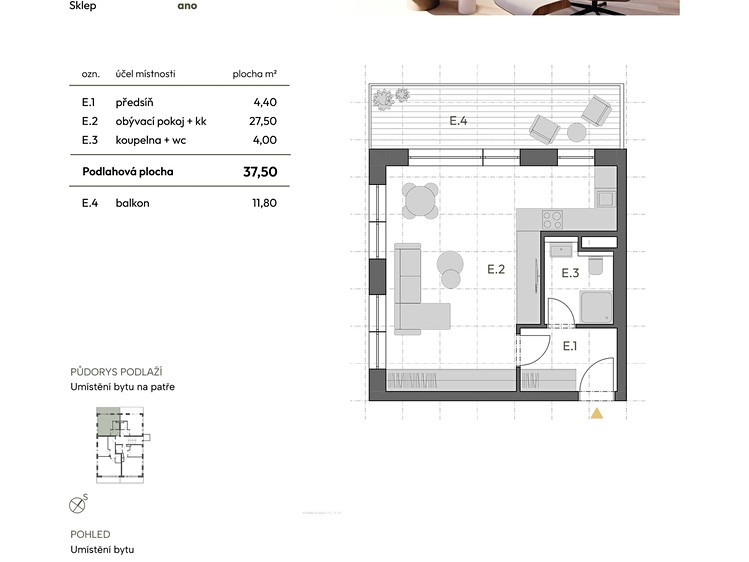 Prodej bytu 1+kk 37 m² - foto 2