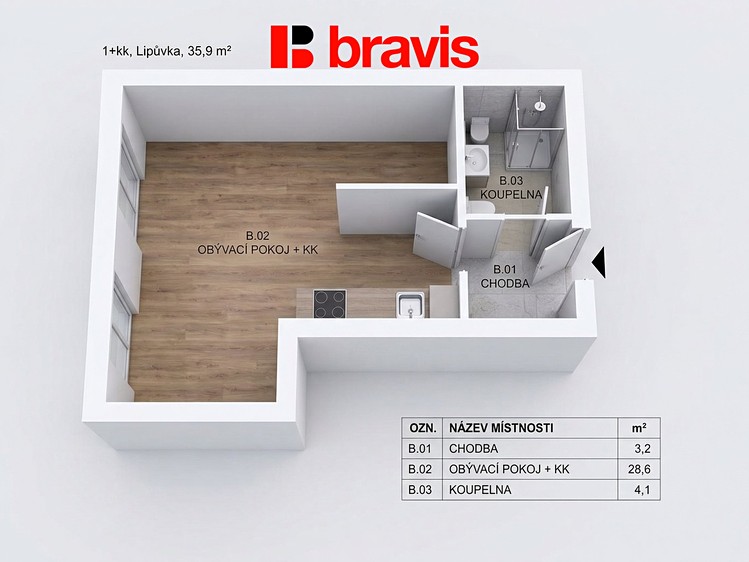 Prodej bytu 1+kk 35 m² - foto 4