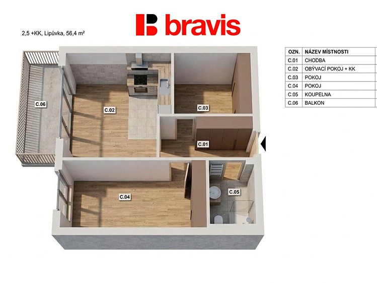 Prodej bytu 2+kk 56 m² - foto 4