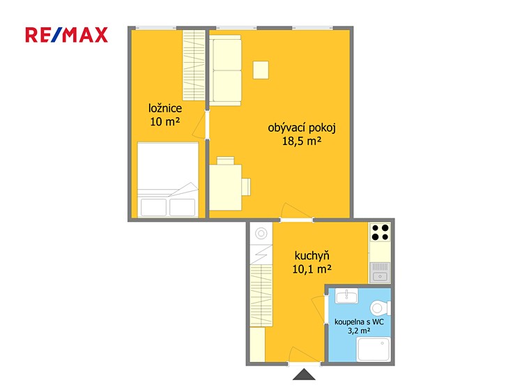 Pronájem bytu 2+1 43 m² - foto 3