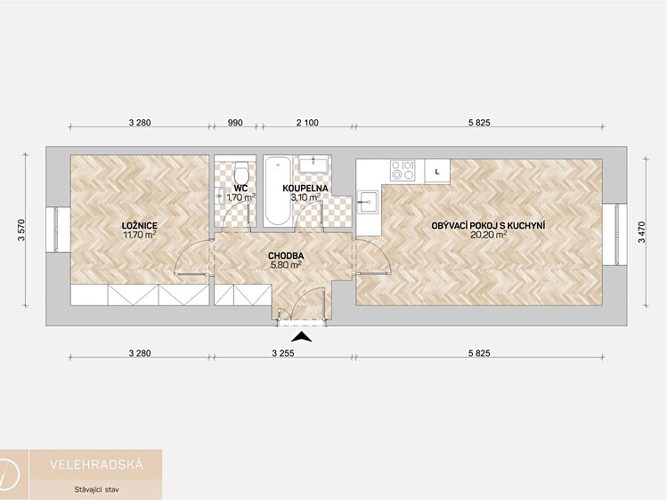 Pronájem bytu 2+kk 44 m² - foto 3