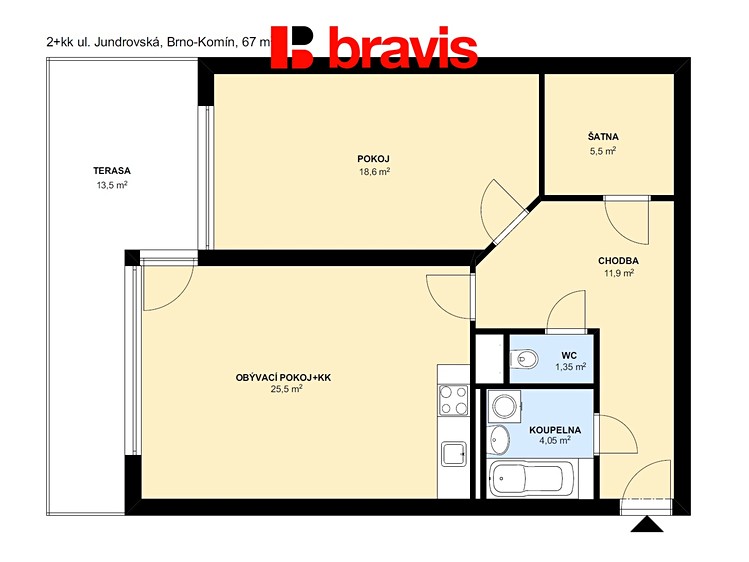 Pronájem bytu 2+kk 67 m² (Jednopodlažní) - foto 5