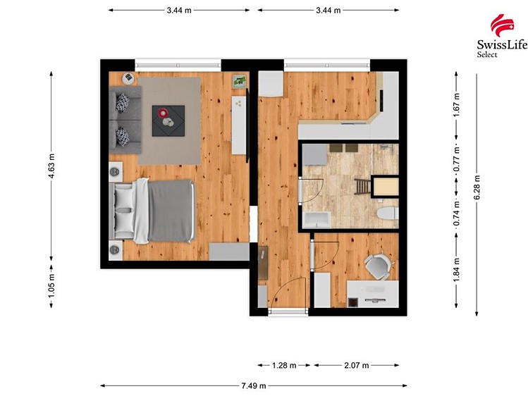 Pronájem bytu 1+1 36 m² - foto 4