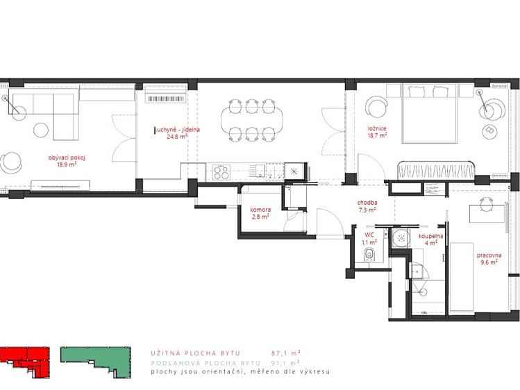 Pronájem bytu 3+kk 88 m² - foto 6