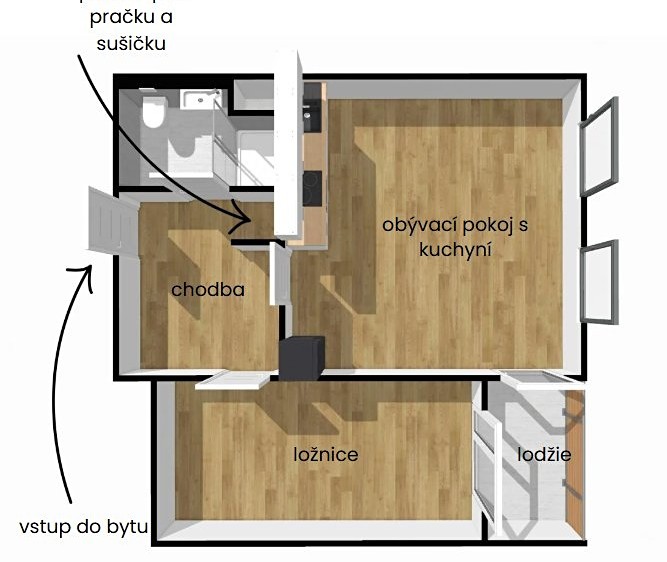Pronájem bytu 2+kk 50 m² - foto 6