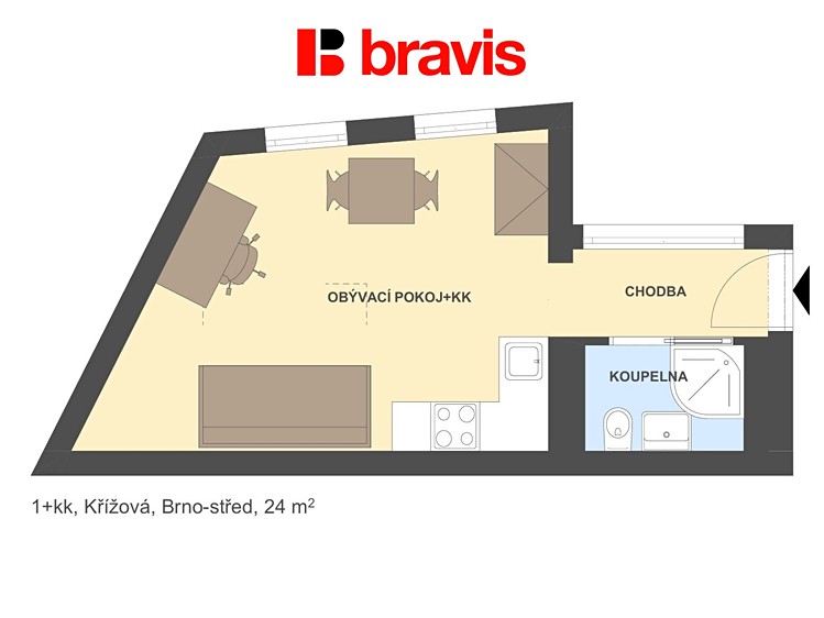 Pronájem bytu 1+kk 24 m² - foto 5