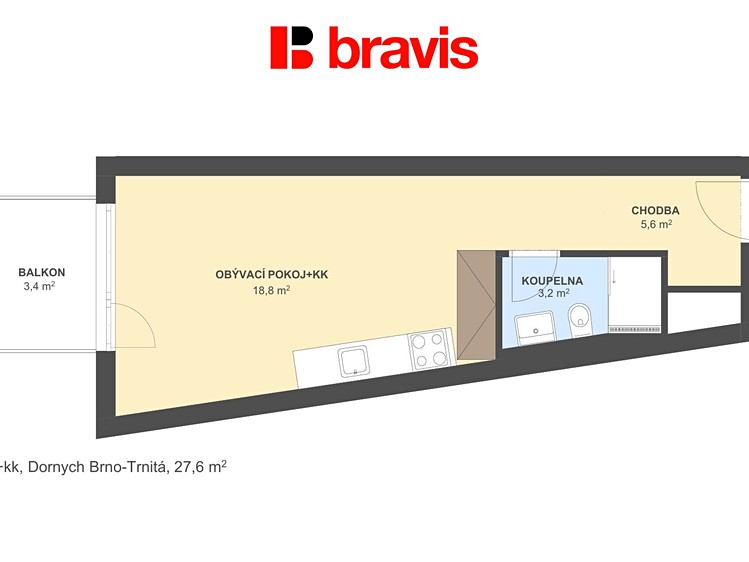 Pronájem bytu 1+kk 27 m² - foto 5