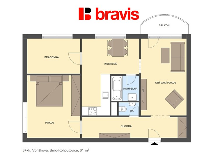 Pronájem bytu 3+kk 61 m² - foto 5