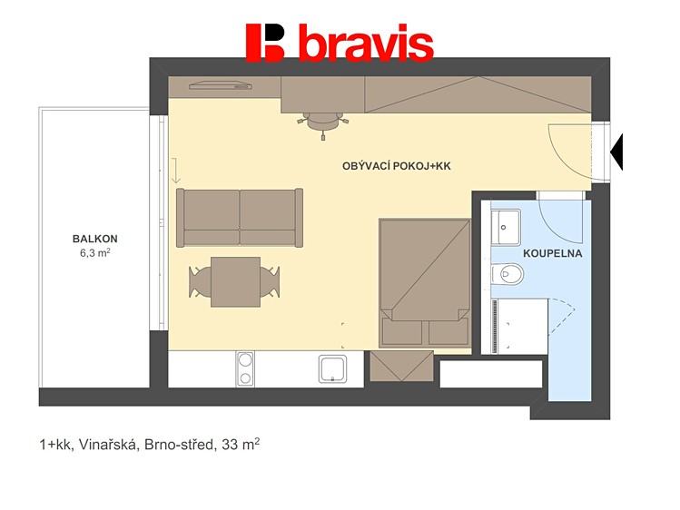 Pronájem bytu 1+kk 33 m² - foto 5