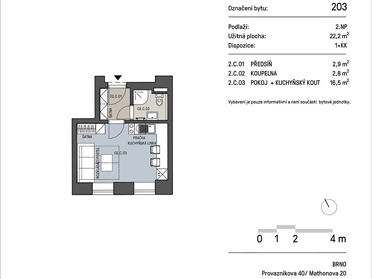 Pronájem bytu 1+kk 22 m² (Jednopodlažní) - foto 3