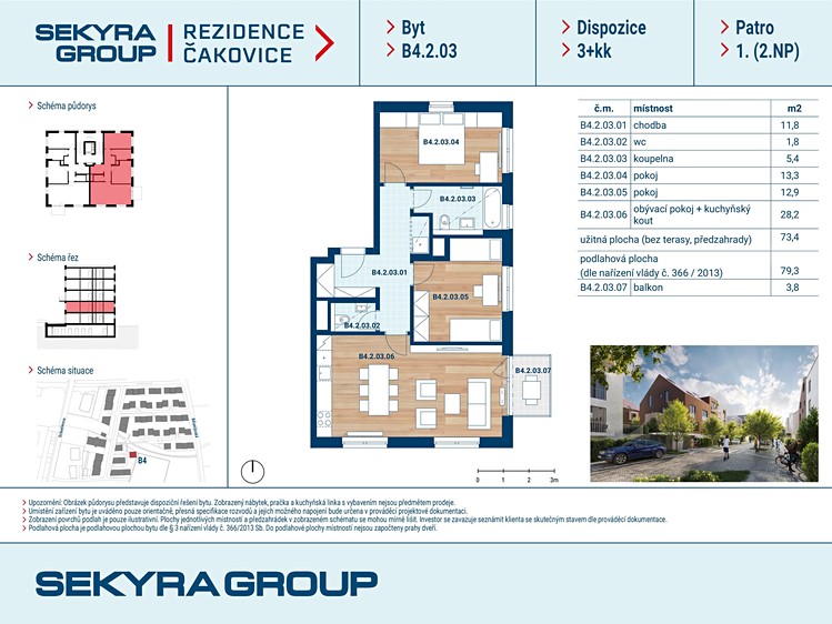 Prodej bytu 3+kk 73 m² - foto 2